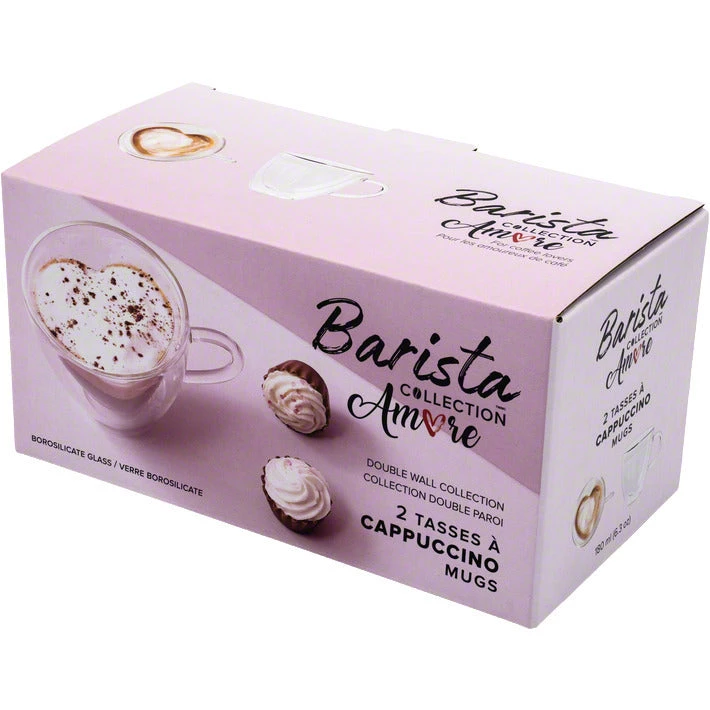 Tea Safdie & Co. Barista Amore Cappuccino Mugs - Double Wall – Set Of 2 - 180 Ml 6 Tea Safdie & Co. Barista Amore Cappuccino Mugs - Double Wall – Set Of 2 - 180 Ml