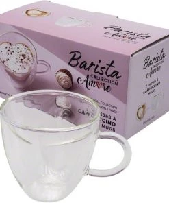 Tea Safdie & Co. Barista Amore Cappuccino Mugs - Double Wall – Set Of 2 - 180 Ml 8 Tea Safdie & Co. Barista Amore Cappuccino Mugs - Double Wall – Set Of 2 - 180 Ml
