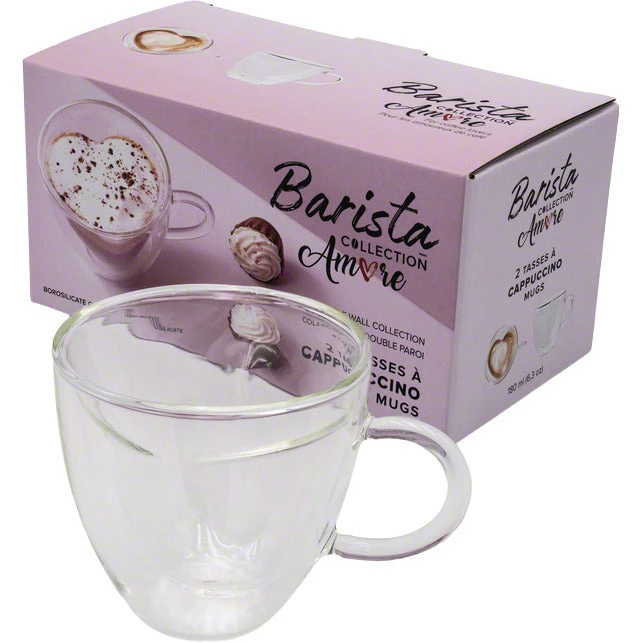 Tea Safdie & Co. Barista Amore Cappuccino Mugs - Double Wall – Set Of 2 - 180 Ml 5 Tea Safdie & Co. Barista Amore Cappuccino Mugs - Double Wall – Set Of 2 - 180 Ml