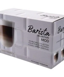 Safdie & Co. Barista Mod Americano Mugs – Double Wall - Set Of 2 - 370 Ml