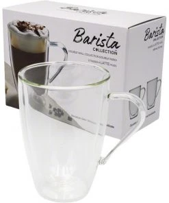 Safdie & Co. Barista Double Wall Latte Mugs - Set Of 2 – 435 Ml Tea