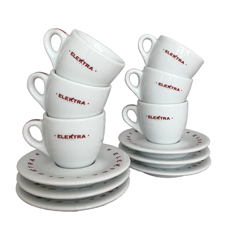Elektra Tall Espresso Cups And Saucers - Set Of 6 Tea 3 Elektra Tall Espresso Cups And Saucers - Set Of 6 Tea