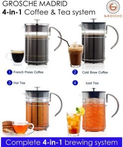 Grosche Madrid 4-in-1 French Press Coffee Maker Tea 11 Grosche Madrid 4-in-1 French Press Coffee Maker Tea