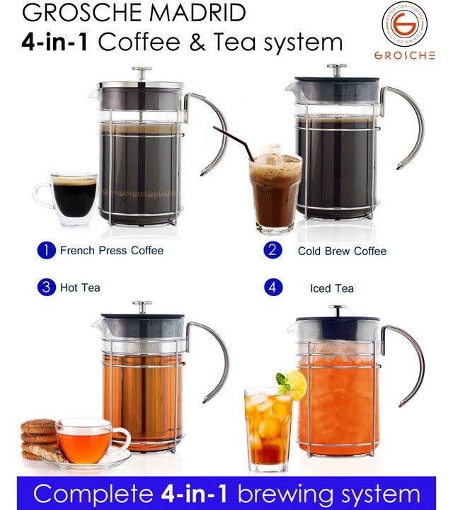 Grosche Madrid 4-in-1 French Press Coffee Maker Tea 7 Grosche Madrid 4-in-1 French Press Coffee Maker Tea