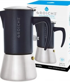Tea Grosche Milano Stovetop Espresso Maker - Steel Black