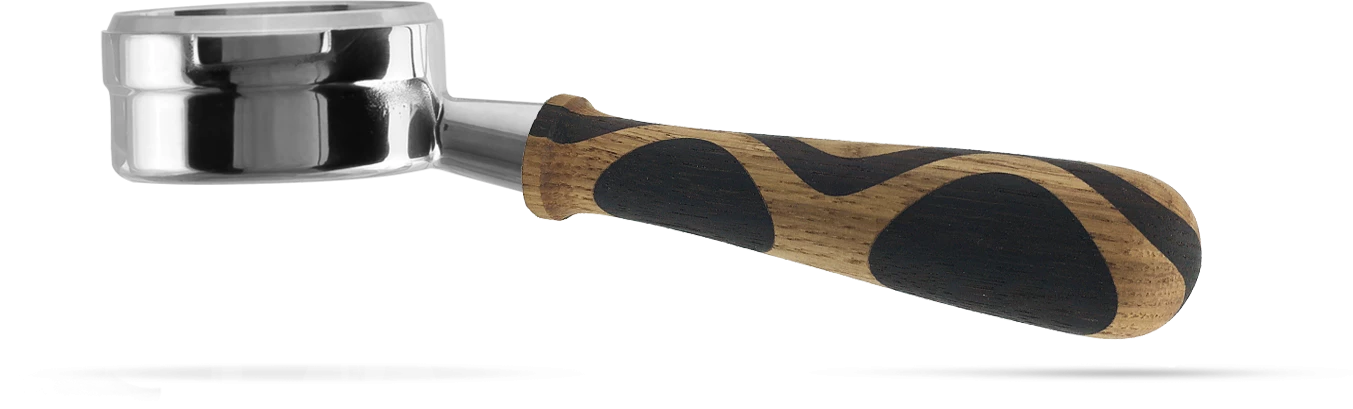 Tea Pesado Bottomless (Naked) Portafilter For La Marzocco And E61 Group - Ola Wood 3 Tea Pesado Bottomless (Naked) Portafilter For La Marzocco And E61 Group - Ola Wood