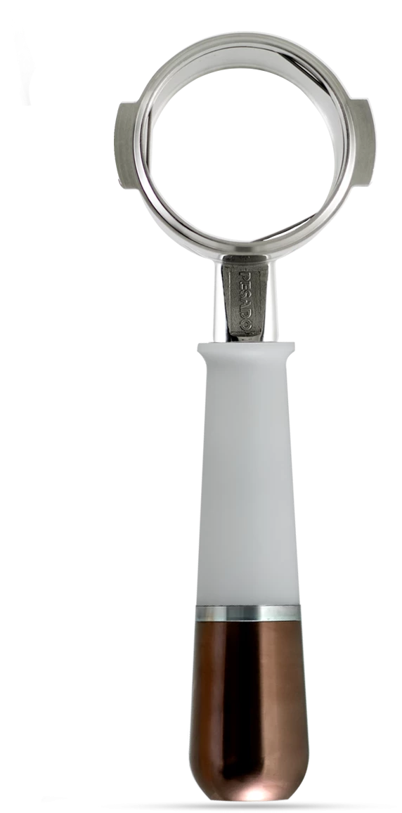 Tea Pesado Bottomless (Naked) Portafilter For La Marzocco And E61 Group - White/Bronze 5 Tea Pesado Bottomless (Naked) Portafilter For La Marzocco And E61 Group - White/Bronze