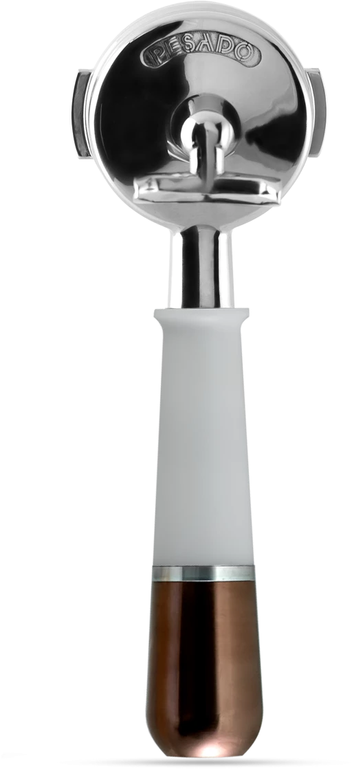 Pesado Double Spout Portafilter For La Marzocco And E61 Group - White/Bronze Tea 4 Pesado Double Spout Portafilter For La Marzocco And E61 Group - White/Bronze Tea