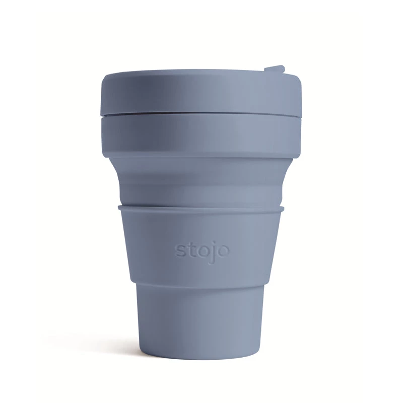 Stojo Collapsible Pocket Cup - Steel Blue 3 Stojo Collapsible Pocket Cup - Steel Blue