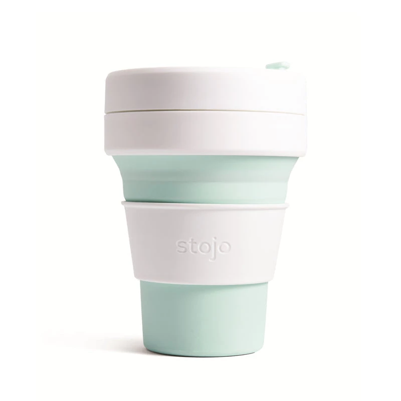 Stojo Collapsible Pocket Cup - White/Mint 3 Stojo Collapsible Pocket Cup - White/Mint