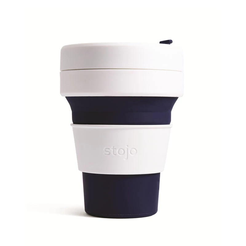 Stojo Collapsible Pocket Cup - White/Indigo Tea 3 Stojo Collapsible Pocket Cup - White/Indigo Tea