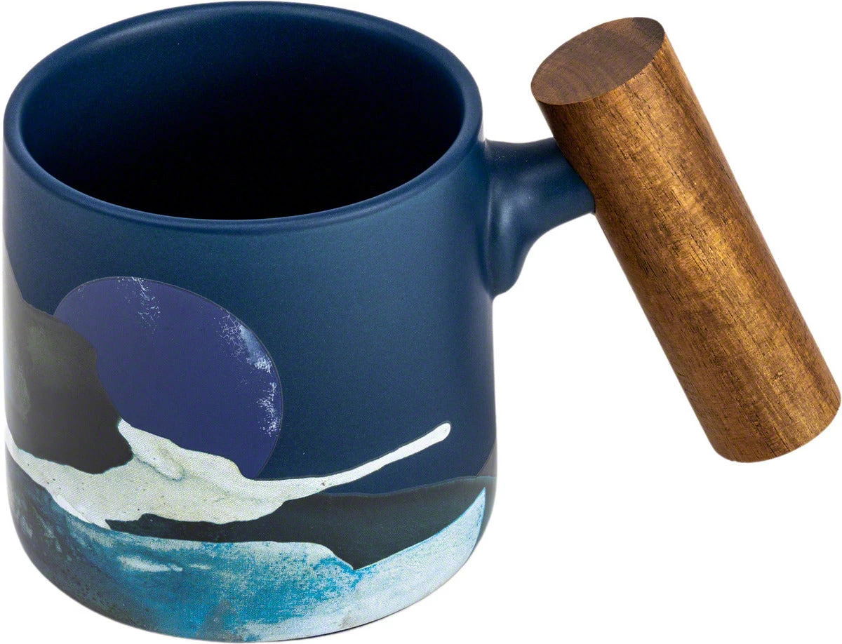 Asso Blue Porcelain Mug W/ Wooden Handle - 450 Ml 3 Asso Blue Porcelain Mug W/ Wooden Handle - 450 Ml