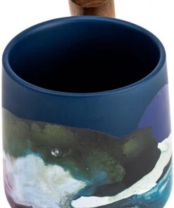 Asso Blue Porcelain Mug W/ Wooden Handle - 450 Ml 8 Asso Blue Porcelain Mug W/ Wooden Handle - 450 Ml