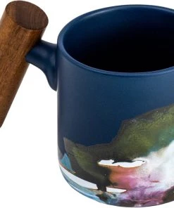 Asso Blue Porcelain Mug W/ Wooden Handle - 450 Ml 9 Asso Blue Porcelain Mug W/ Wooden Handle - 450 Ml