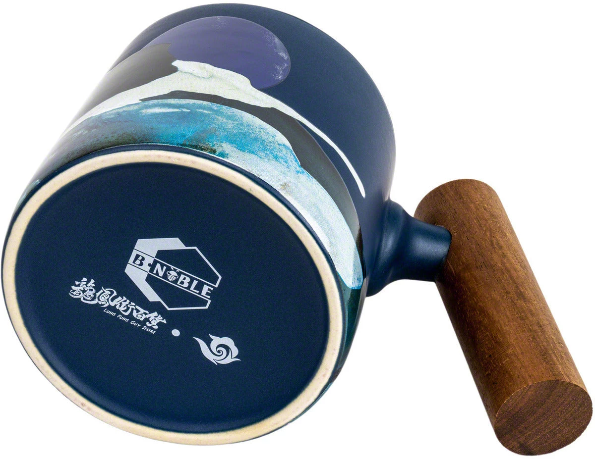 Asso Blue Porcelain Mug W/ Wooden Handle - 450 Ml 4 Asso Blue Porcelain Mug W/ Wooden Handle - 450 Ml